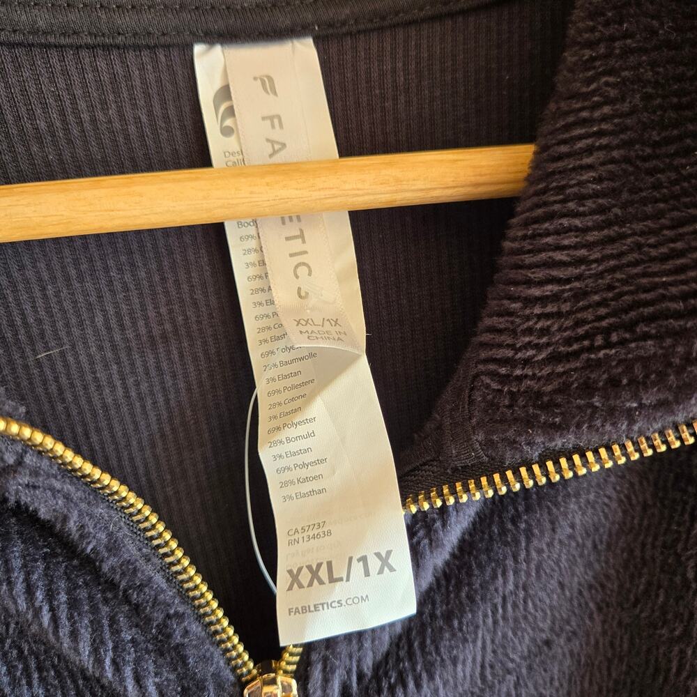 Fabletics Jumpsuit Cozy Cord Zip Onesie Black NWOT XXL/1X Soft Stretch Outfit - Picture 3 of 5